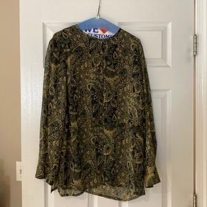 Cynthia steffe layered green and black paisley silk blouse. Size large